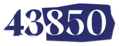 Estampat del davant: el codi postal 43850
